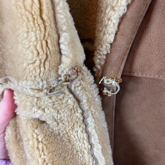 Vintage Women’s Sawyer Of Napa / Long Sheepskin Sheerling Lined Leather Coat 14 - Picture 7 of 16